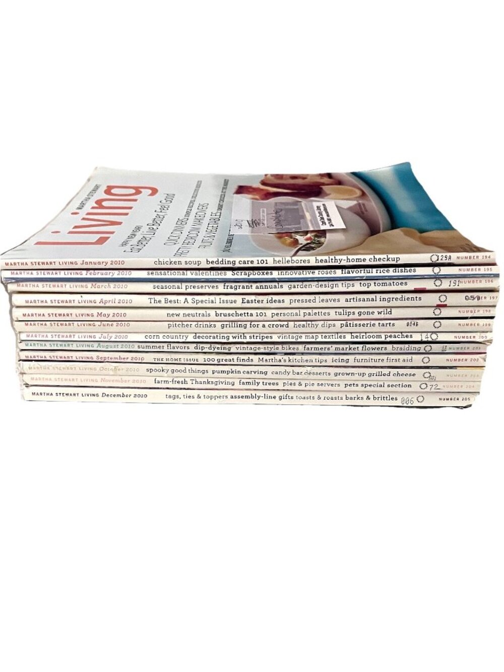 2010 Martha Stewart Living Magazine Lot 12 issues Cooking Home Decor Collage